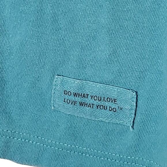 LIFE IS GOOD WOMENS T-SHIRT FOOTBALL BLUE TEAL COLLEGE NFL GAME DAY SZ MEDIUM - Picture 4 of 6